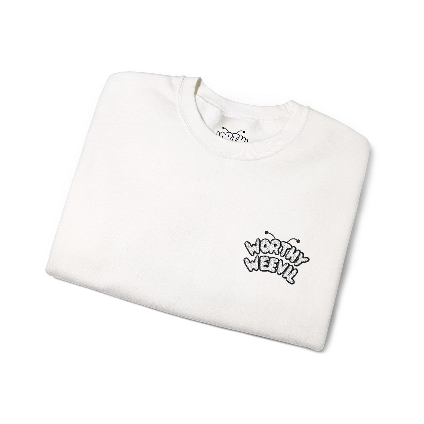 White Embroidered Crewneck Sweatshirt